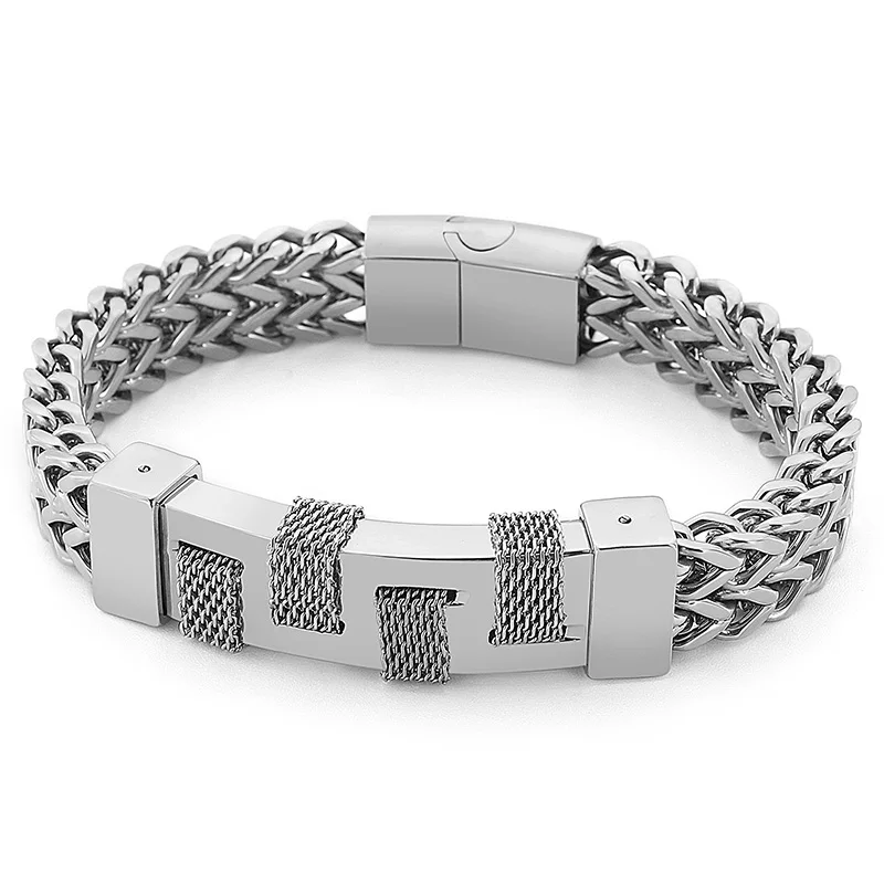 Drei-farbe Trend Edelstahl Nähte herren Armband Design Gefühl Armband Schmuck – Detail 3