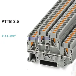 10pcs PTTB 2.5 0.14-4mm2 Double-layer Quick Connection Connector Din Rail Combination Fast Wiring Cable Terminal Blocks