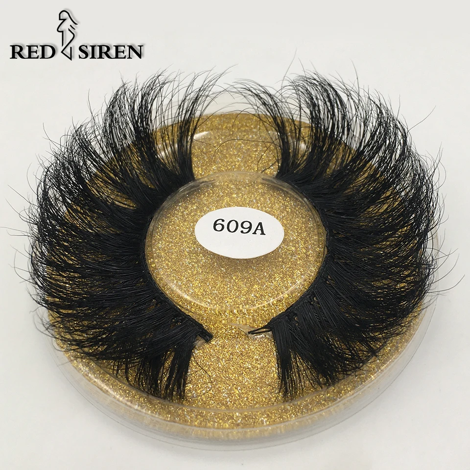 RED SIREN 25mm Mink Eyelashes Dramatic Long Natural Lashes Handmade 25 mm 3d Mink Lashes Make Up Vendors Fake Eyelashes