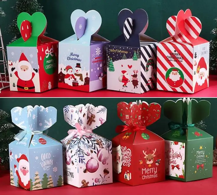 

Christmas Apple Box Packaging Boxes Paper Bag Creative Christmas Eve Xmas Fruit Gift Candy Case SN1241