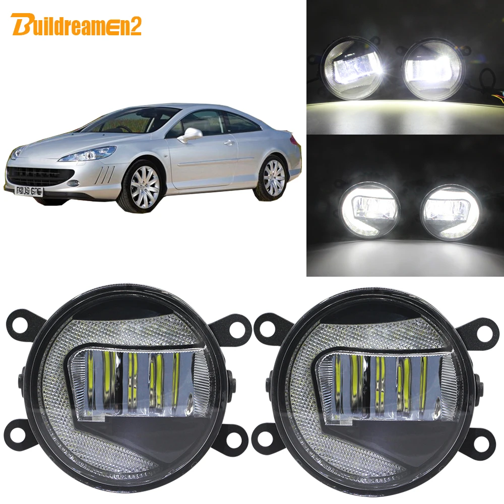 

Buildreamen2 For 2005-2011 Peugeot 407 Coupe 6C Car 90mm LED Projector Fog Light + Daytime Running Lamp White H11 Socket 12V