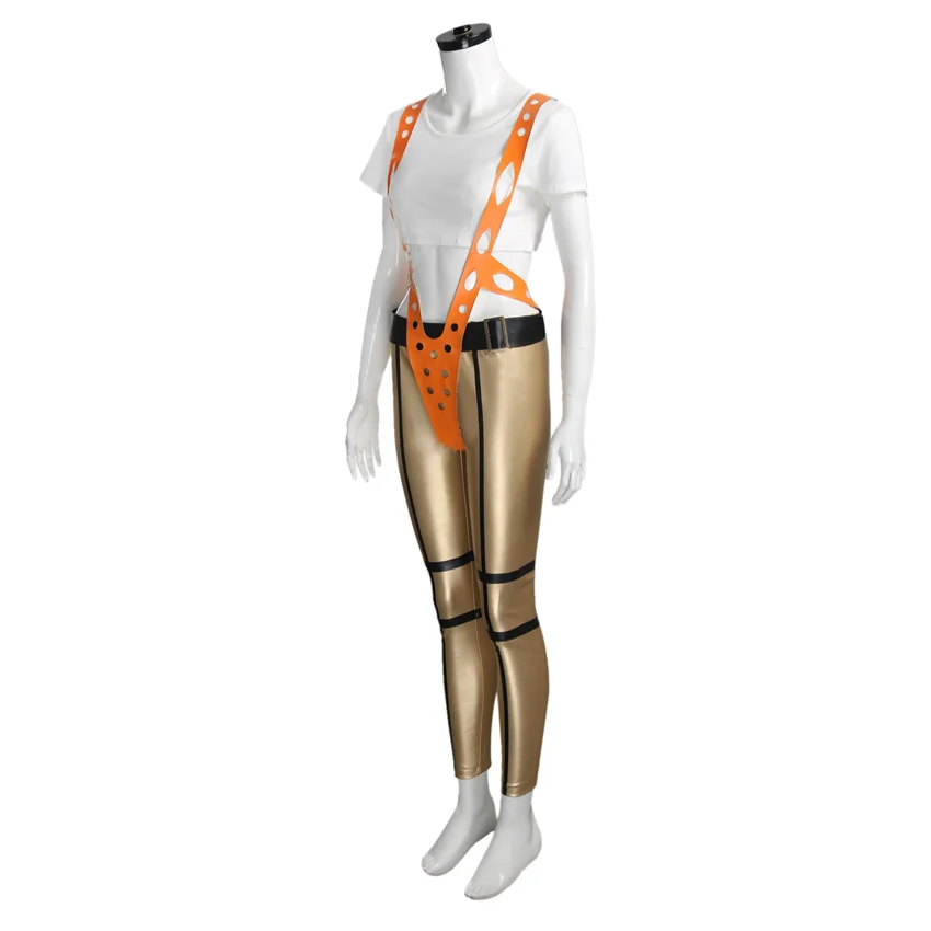 The Fifth Element Leeloo Costume Movie  Woman Tops Pants Strap In Stock Halloween Party Cos Alien Girl Suits Takerlama