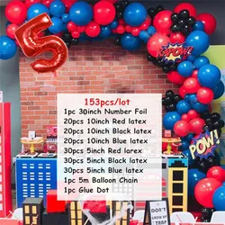 1 zestaw Spiderman Latex Arch Kit Garland Balloon Red Number Hero Birthday Theme Party Decorations Baby Shower Kids Toys Air Globos