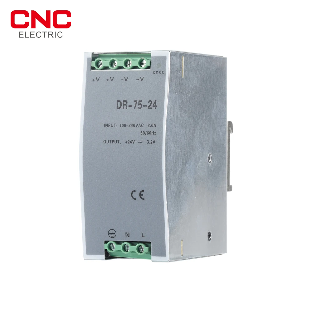 CNC 1PCS DR-75-24 Single Output DIN Rail Switching Power Supply 24v Voltage Transformer LED Display 75W