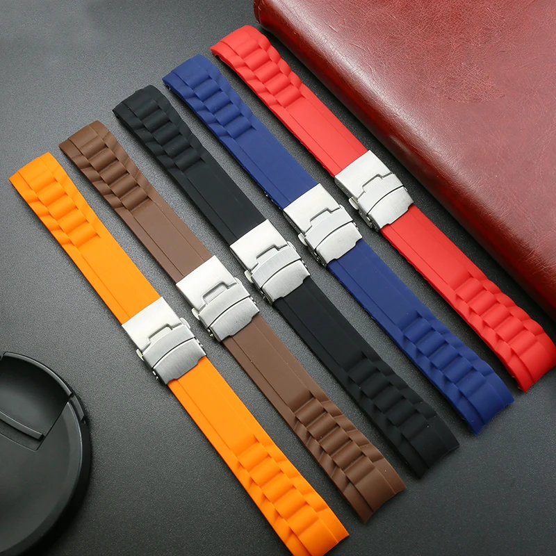 Silicone Strap Men's Watch Accessories 20mm22mm Outdoor Sports Waterproof Wristband Rubber Watch Band