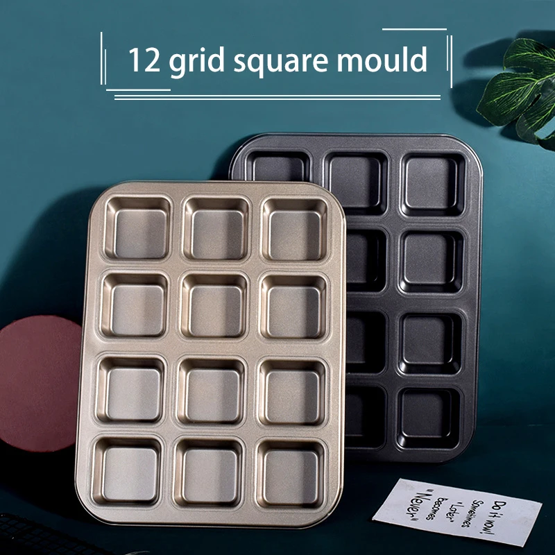 

12/6 Grid Cake Mold Square Mini Bread Burger Muffin Cupcake Mold For Household Non-Stick Baking Pan Oven Trays Pastry Tool