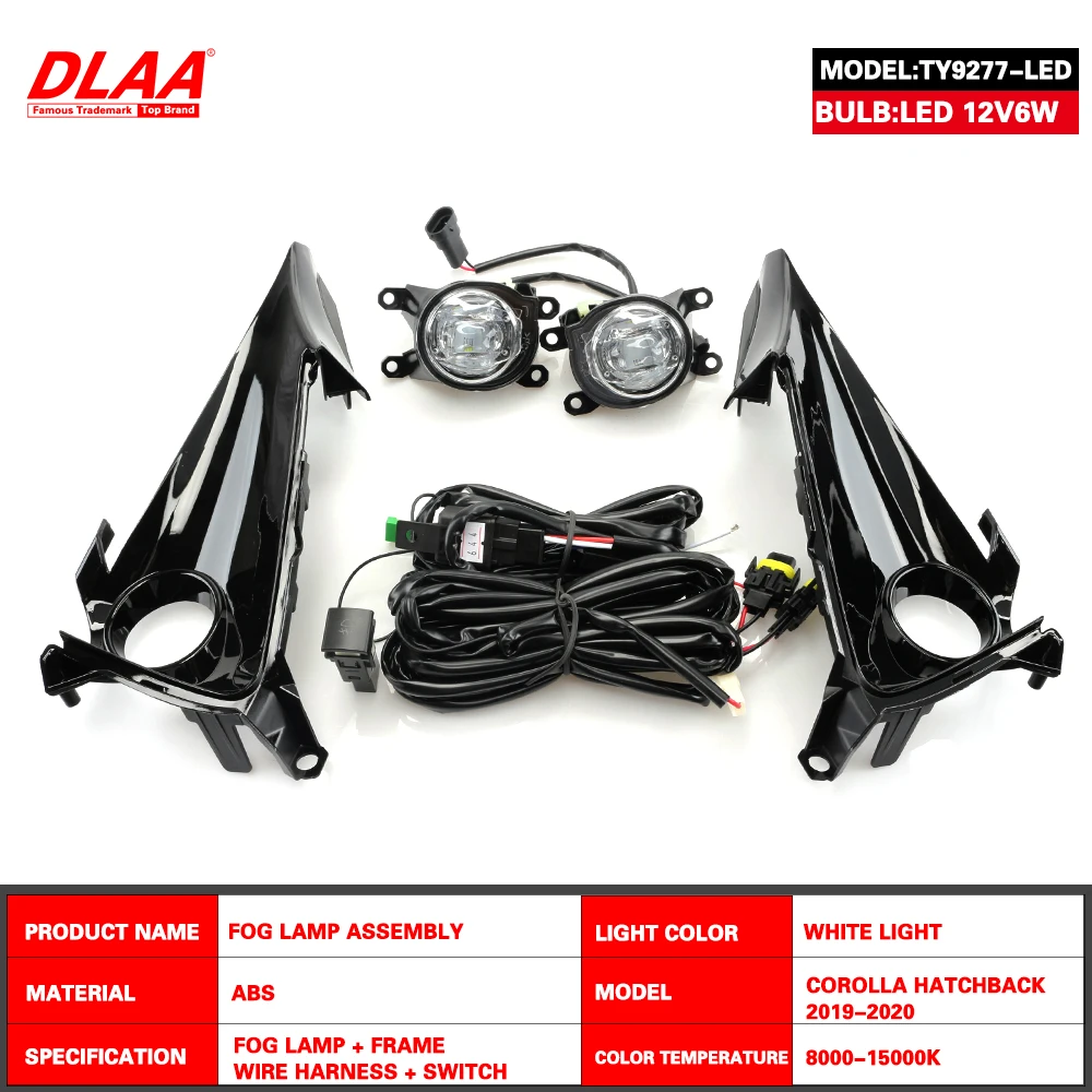 DLAA Front Fog Lights for Corolla Hatchback Auris (JP Type) 2019-2020 Car Styling Spot Light Fog Lamps with Switch 1 Pair