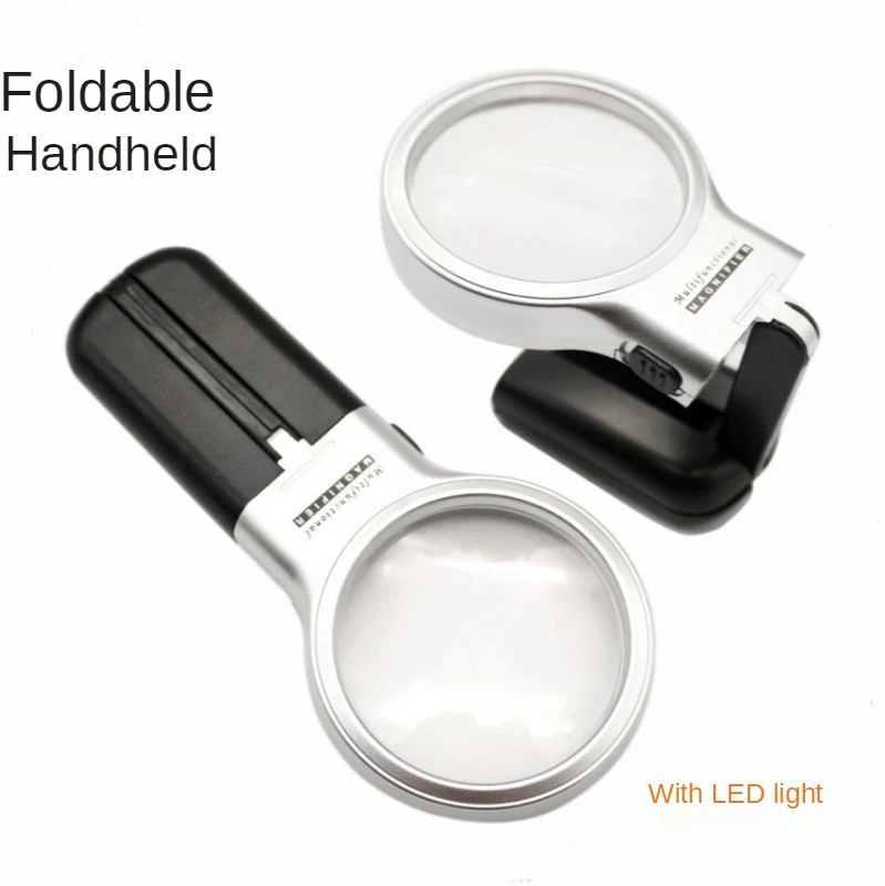 Portable Handheld Desktop Dual-use Magnifying Glass 5X HD Reading Magnifying Glass 65mm Round Lens Reading Newspaper