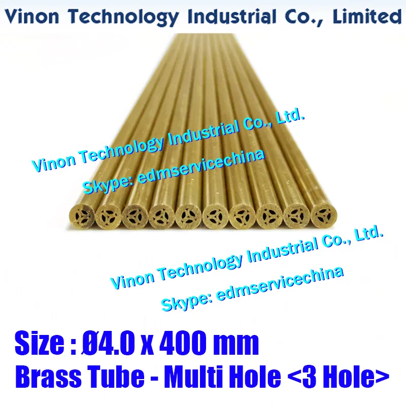 (30PCS/LOT) 4.0x400MM 3 Hole Brass Tube Multi Hole, EDM Brass Tubing Electrode MultiChannel (3-Channel), Dia. 4.0mm, 400mm Long