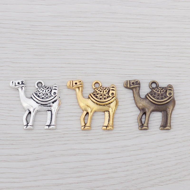 

20 x Tibetan Silver/Bronze Camel Holiday Charms Pendants for DIY Necklace Jewelry Making Findings Accessories 24x23mm