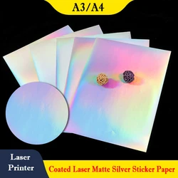 A4 Coated Silver Self-Adhesive Stickers A3 Hologram Sliver Color Adhesive Paper Label Logo Waterproof For Laser Printing