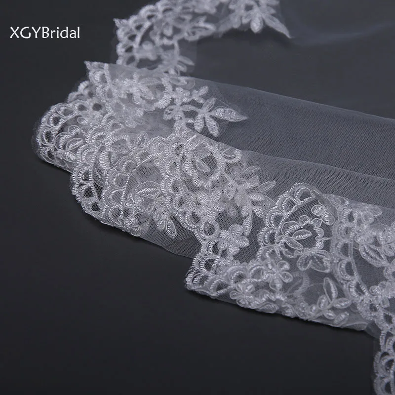 New Arrival Bridal Shoulder Length Veil One Layer 1.5 Meters Long Appliqued Lace Polyester  Headwear Wedding Accessories