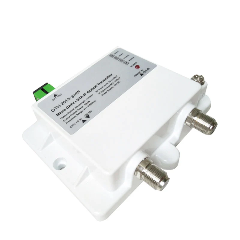 CATV SATV-mini tansmitter óptico ftth, 47-2150MHz, 1310nm, fibra óptica, modo único, 12V, CC, 1550nm, transmisor óptico modulado