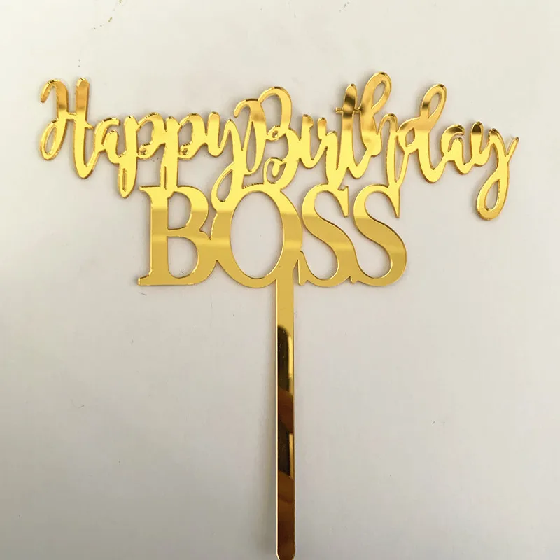 Creative Acrylic Happy Birthday Boss Cake Topper Adult Party Favors Baking Decorating Supplies Decorations Cake Toppers New