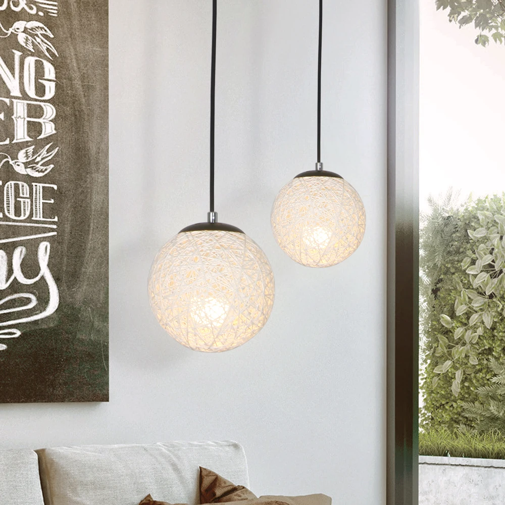 

Modern Rattan Ball Pendant Lights E14 Single-Head Ceiling Lights for Home Bedroom Living Room Dining Room Cafe Bar Pendant Lamp