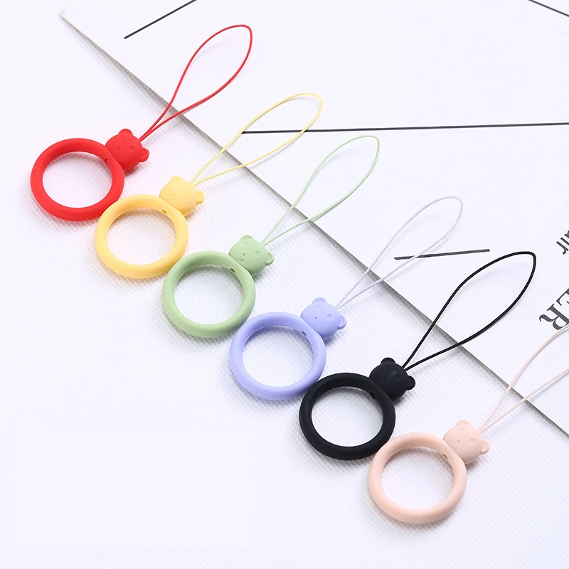 New Phone Lanyard Silicone Strap Anti-Lost Ropes Ring Lanyard Finger Ring Bundles Pendant Phone Straps For iPhone Huawei Xiaomi