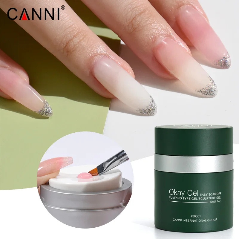 CANNI موافق جل الوافدين الجدد 30 جرام تمديد هلام 6 ألوان مضخة هواء تصميم سهل نقع قبالة الأشعة فوق البنفسجية LED مانيكير وظيفة النحت هلام