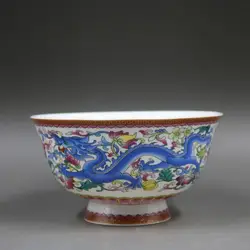 China Style Famille Rose Porcelain Dragon Phoenix Bowl 5.1 inch