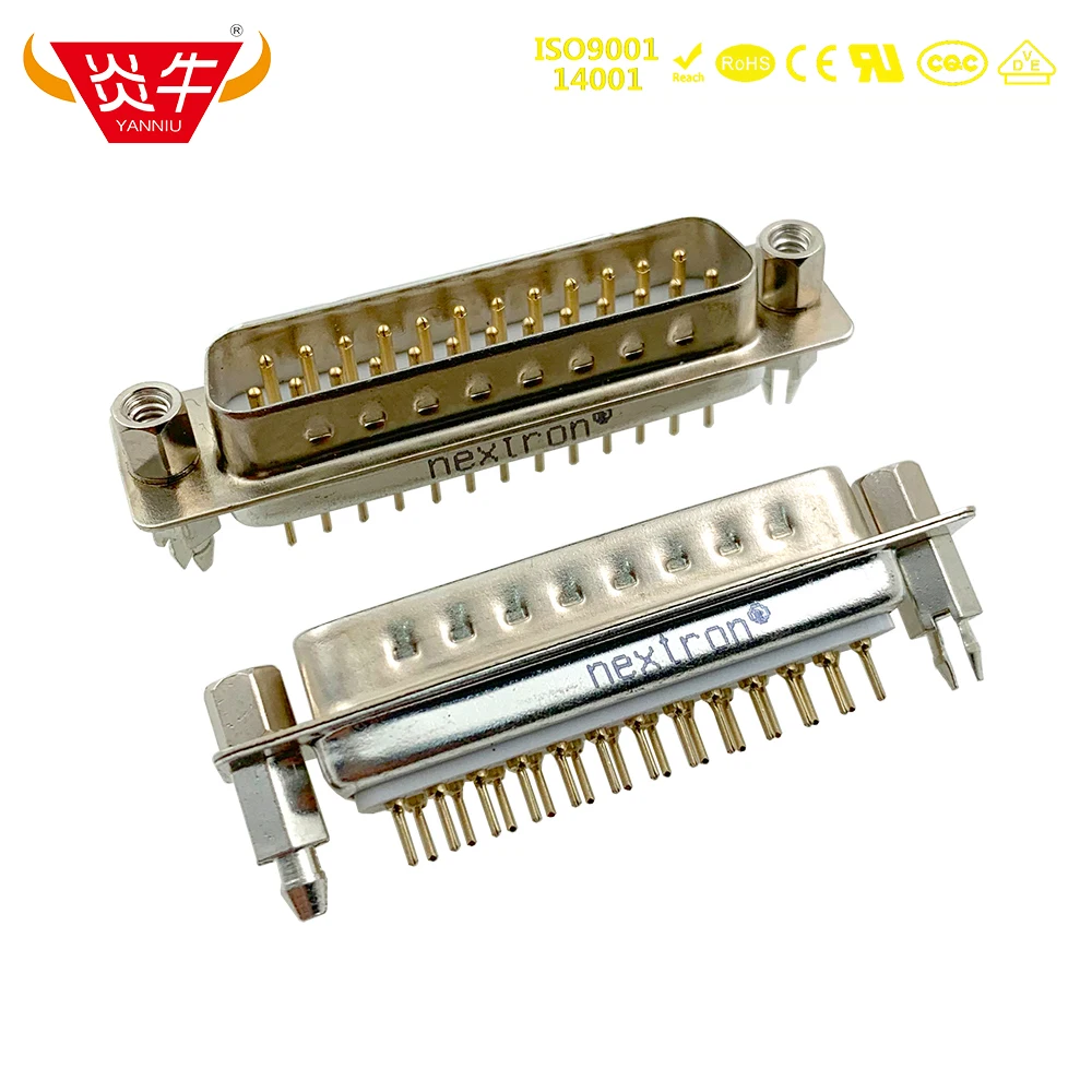 

DP-25P WITH FLANGE REVETS RS232 WITH SOCKET 25PIN PCB CONNECTOR D-SUB SERIES MALE CONNECTOR GOLD-PLATED 3Au YANNIU