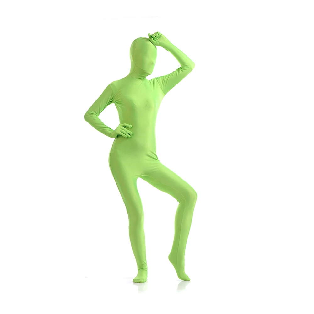 Costume Zentai personnalisé pour les yeux ouverts, ouverture bouche, entrejambe, livraison gratuite, costume complet, vert herbe, serré, couleur Pure, fête d'halloween