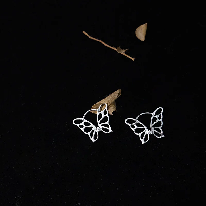 925 Sterling Silver Butterfly Cuff Hoop Stud Earrings for Women Girl Gift