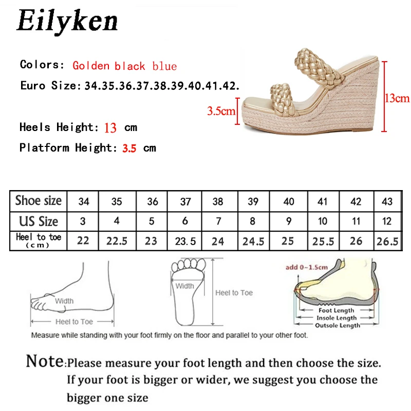 Eilyken New Style Braid Wedges Women Slippers 2024 Fashion Hollow Square Toe Straw Rattan Weave Sliders Summer Females Shoes