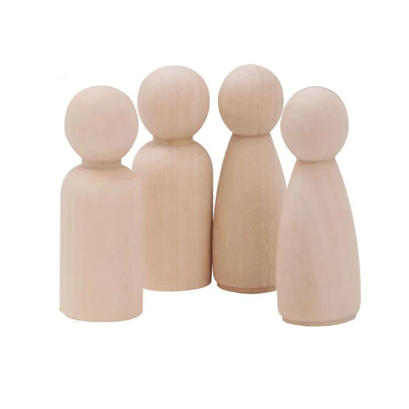 10 Pieces 65mm Solid Hard Wood People DIY Unfinished Wooden Peg Dolls Wooden Tiny Doll Bodies Figures Children Doodle Crafts