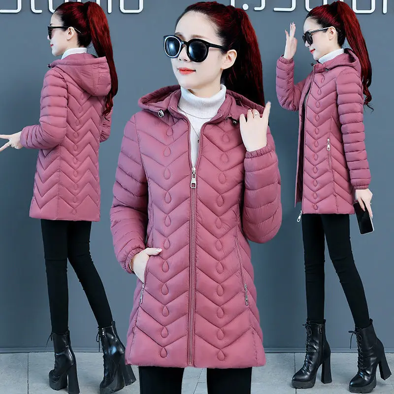 Warm Jacket Women Winter 2023 Fashion Slim Hooded Coat Down cotton Ladies Jackets Black Casual Thicken Outwear Parkas Female 6XL