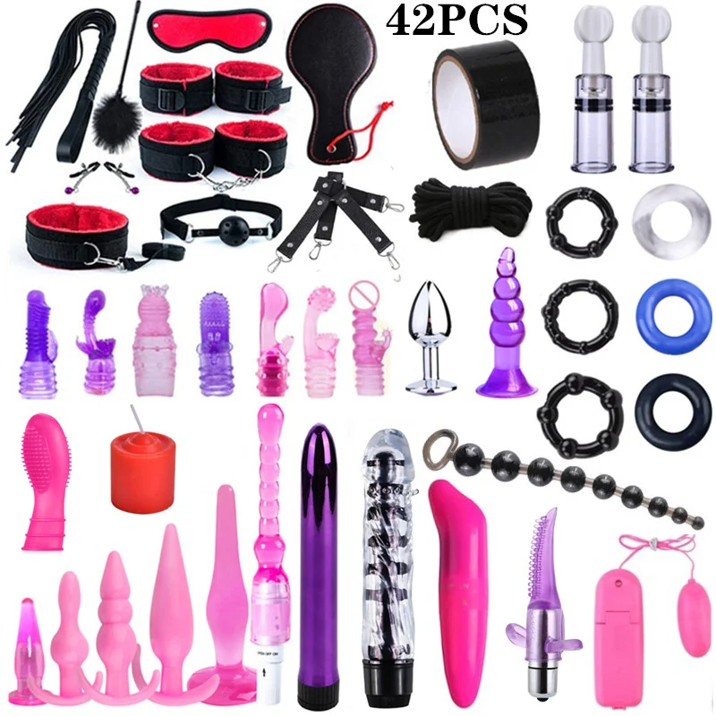 Sex Toys For Women Handcuffs Whip Spanking Anal Plug Butt Erotic   Bdsm  Sex Bondage Vibrator Fetish Restraints Adult Games