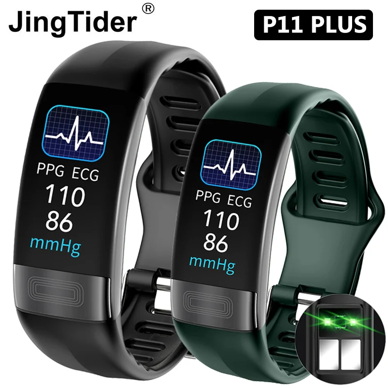 P11 Plus Body Temperature Monitor Smart Watch Band Men Women ECG PPG Smart Bracelet Fitness Blood Pressure P11 For Xiaomi Honor