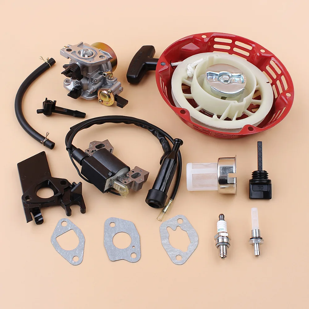 Aislador de carburador de arranque de retroceso, bobina de encendido, Kit de filtro de junta de combustible para recortadora de generador de motor de Gas Honda GX160 GX200 168F