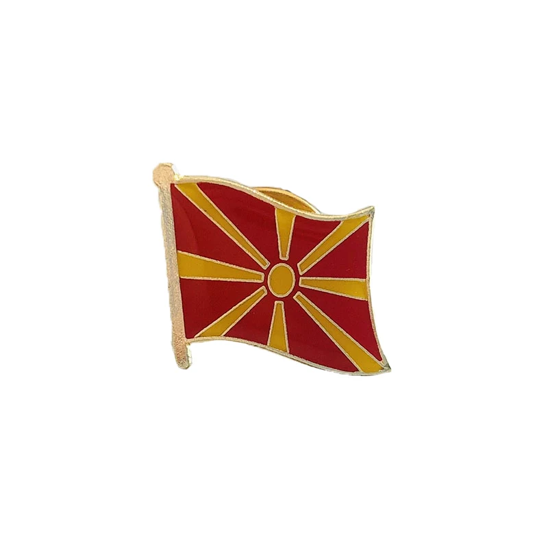 Macedonia flaga narodowa przypinki na klapę przezroczysta żywica epoksydowa Metal emaliowana przypinka farba broszka pamiątka garnitur osobowość