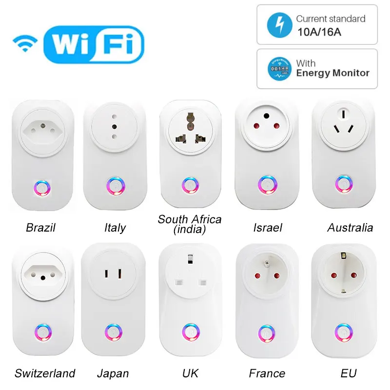 EU Smart Plug WiFi Socket power energy meter 10A/16A Power Monitor Wattmeter Timing Function  watt meter Tuya SmartLife APP