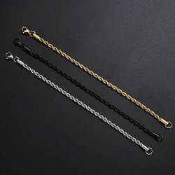 316L Stainless Steel Gold Black Color Twist Chain Bracelet Fashion Jewelry For Men and Women 4MM Link Bracelet