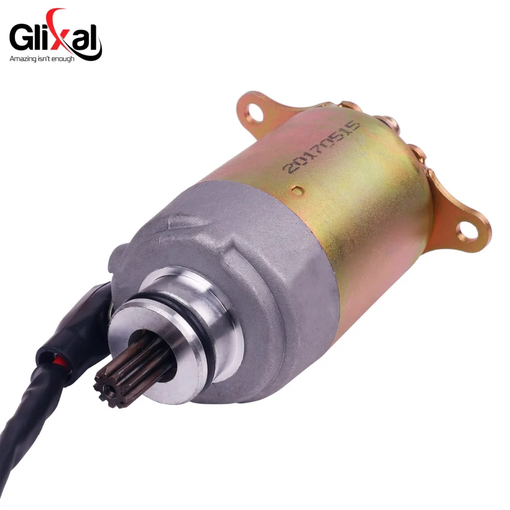 Glixal GY6 125cc 150cc Electric Starter Motor with Wire for 4-stroke 152QMI 157QMJ Scooter Moped ATV Go-kart Engines