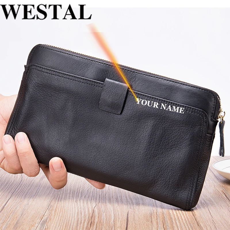 

WESTAL Men's Clutch Bag Cellphone Clutch Wallet Purse for Men Large Travel Business Hand Bag Phone Card Holder Passport Cover