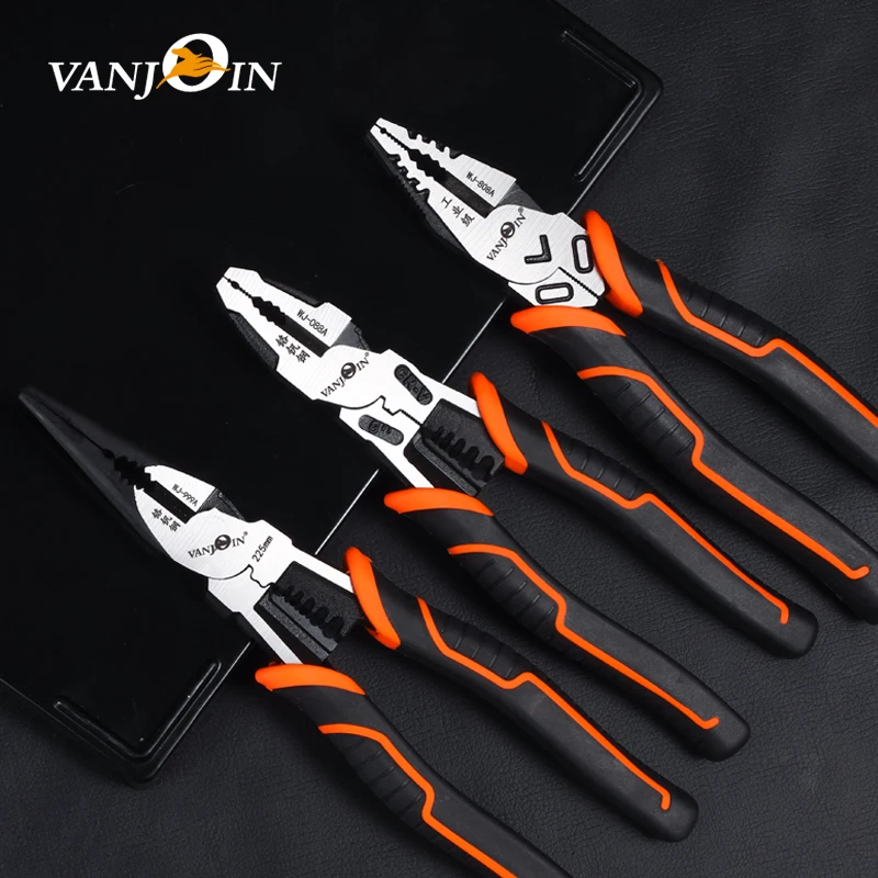 Vanjoin Multifunctional Electrician Pliers Wire Cutter Cable Stripper Crimping Tool Alicate Universal Nose Pliers Hand Tools