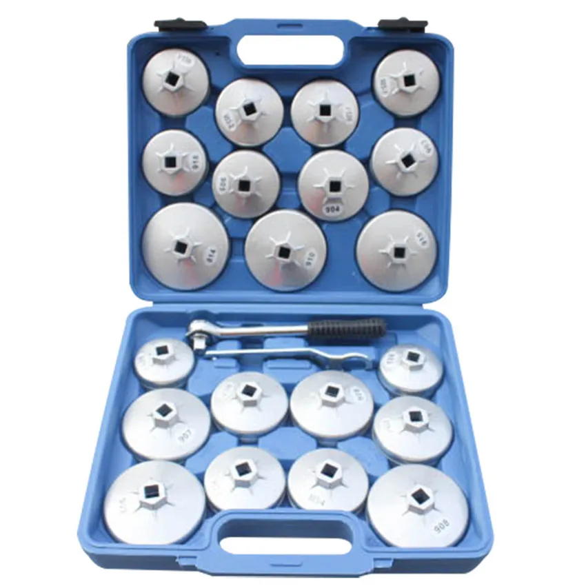 PH-JYG23 23pcs Aluminum Cup Type Oil Filter Wrench Set Oil Filter Cap Removal Wrench Set Spanner Maintenance Tools Kit With Case