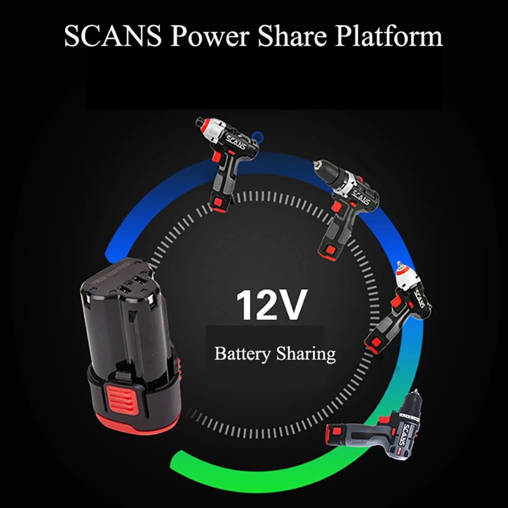 SCANS SC2121 Professional Power Tool 12V  Cordless  Lithium Impact Driver  Impact Screwdriver