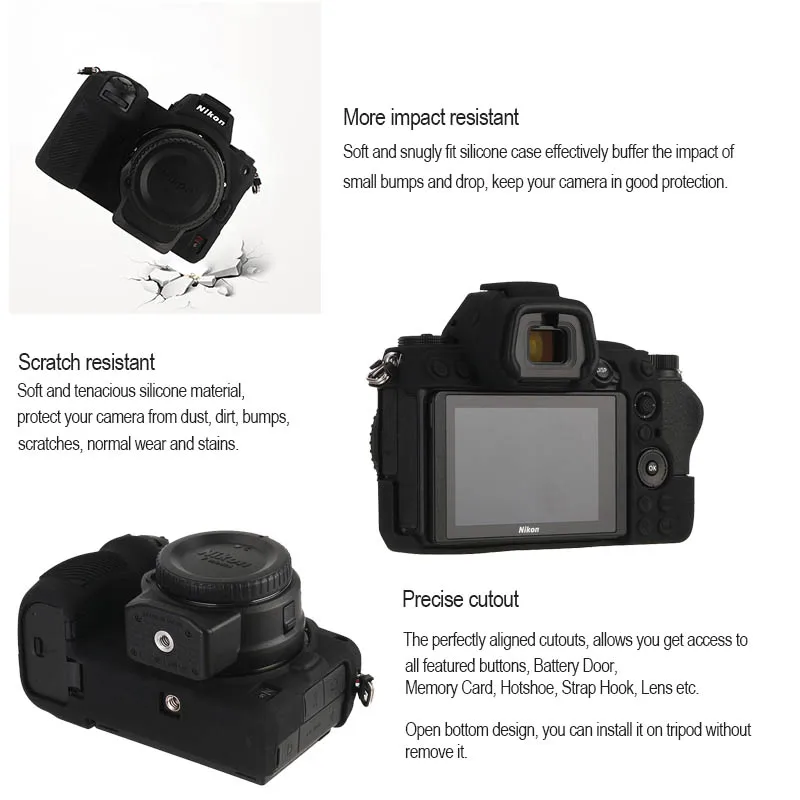 Чехол для камеры Nikon Z7 Z6, силиконовый защитный чехол с высококачественной текстурой личи для Nikon Z7 Z6, защитные чехлы для сумки для камеры