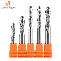 DREANIQUE Up&Down Cutter Carbide End Mill Bit 6mm 8mm Shank Two Flutes Wood Craving Engraving Tool Compression Milling Cutter