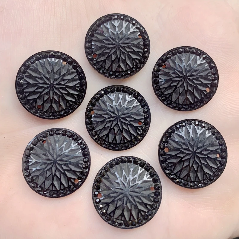 40Pcs/Lot Flat back Rhinestone Black Resin Sew On Crystals for DIY Wedding decorate jewelry Stone -A969