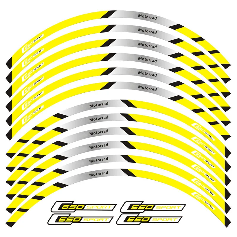 New high quality 12 Pcs Fit Motorcycle Wheel Sticker stripe Reflective  Rim For BMW C650 sport