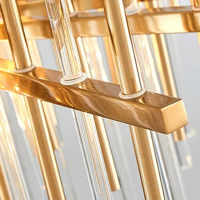 LED Crystal Chandelier Lights Modern Golden Round Lamp Stainless Steel Chain Chandeliers Lighting For Kitchen Restaurant Lights
