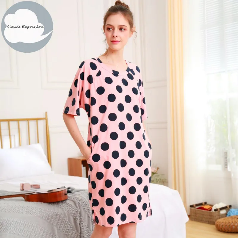 Summer Cotton M-5XL Sleepwear Women Nightdress Womens Cotton Cartoon Ladies Nightgown Sexy Nightwear Plus Size Home Sleep Dress