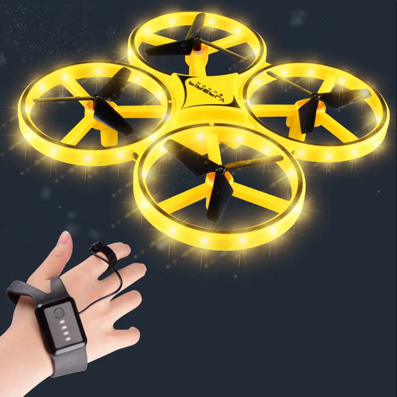 Mini Watch RC Drone Sensing Gesture infrared Induction Quadcopter Intelligent Remote Control LED ufo Helicopter Drone Kids Toys