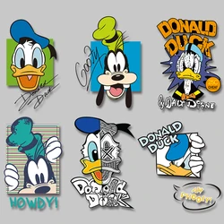 Etiqueta engomada del logotipo del pato Donald de dibujos animados del animal de la letra personalizada en la ropa, apliques de decoración lavables, accesorios de ropa