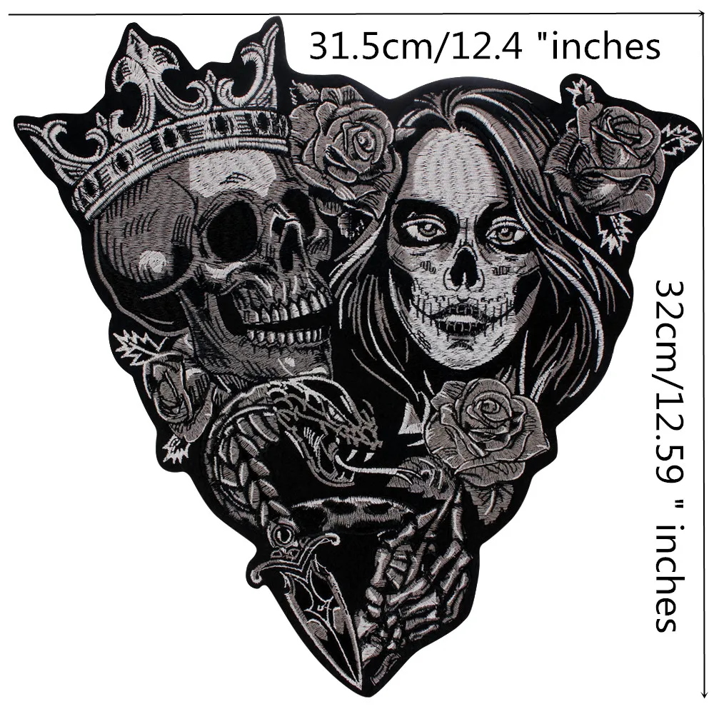 Skull Cross Patch Heart Wings Beauty Girl Sticker Gothic Punk Iron/Sew on Embroidery Motorcycle Clothes Accessories Stripe Badge