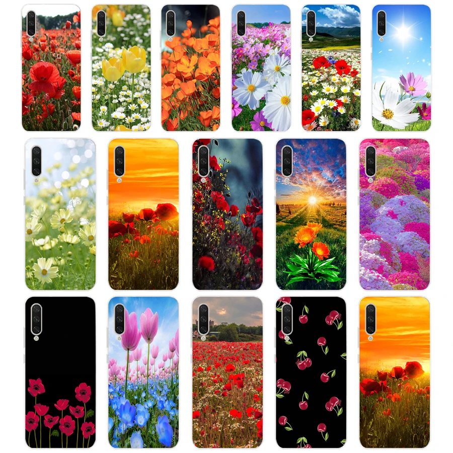 005FG Red Poppies On Black Style Soft Silicone Tpu Cover phone Case for xiaomi redmi 9 9A Note 9 9s Pro MI 9 9T SE Lite