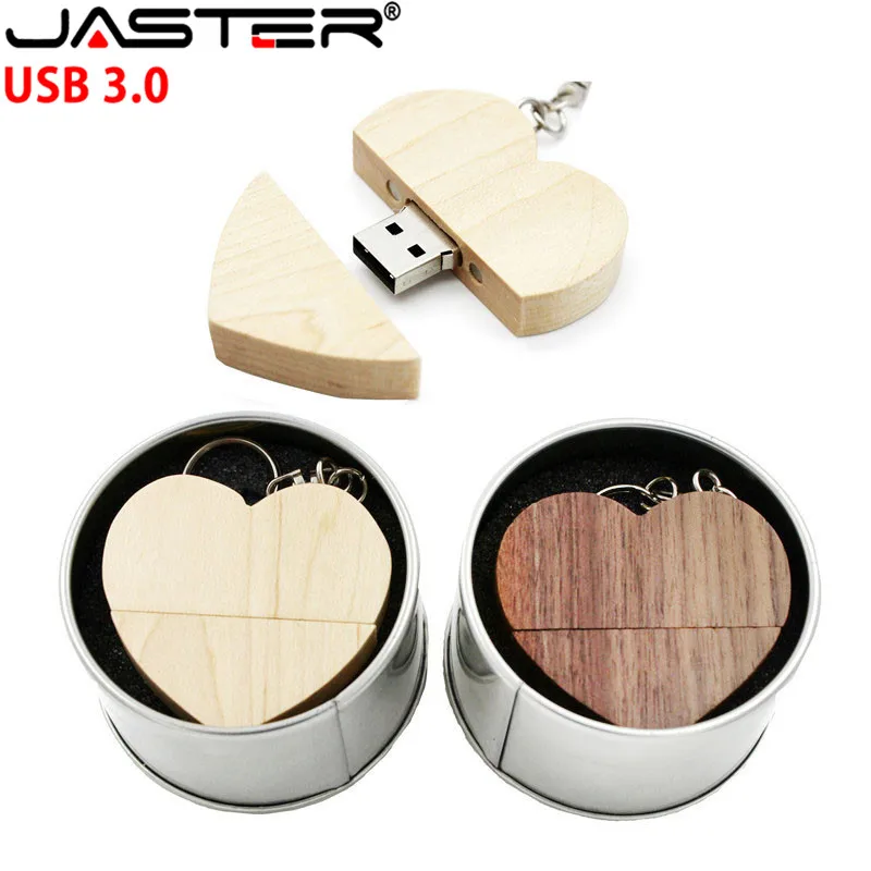 Wooden Heart USB Flash Drive Pen Drives Pendrive External Storage Memory Stick 4GB 8GB 16GB 32GB 64GB Free Custom LOGO